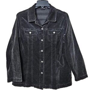 Chico’s Soft Black Velvety Suede Button Up Jacket Size 2 (US Size 12)